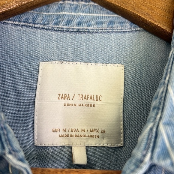 Zara - Light Blue White Stripe Button Down Lightweight Midi Dress Size Medium - Picture 8 of 11